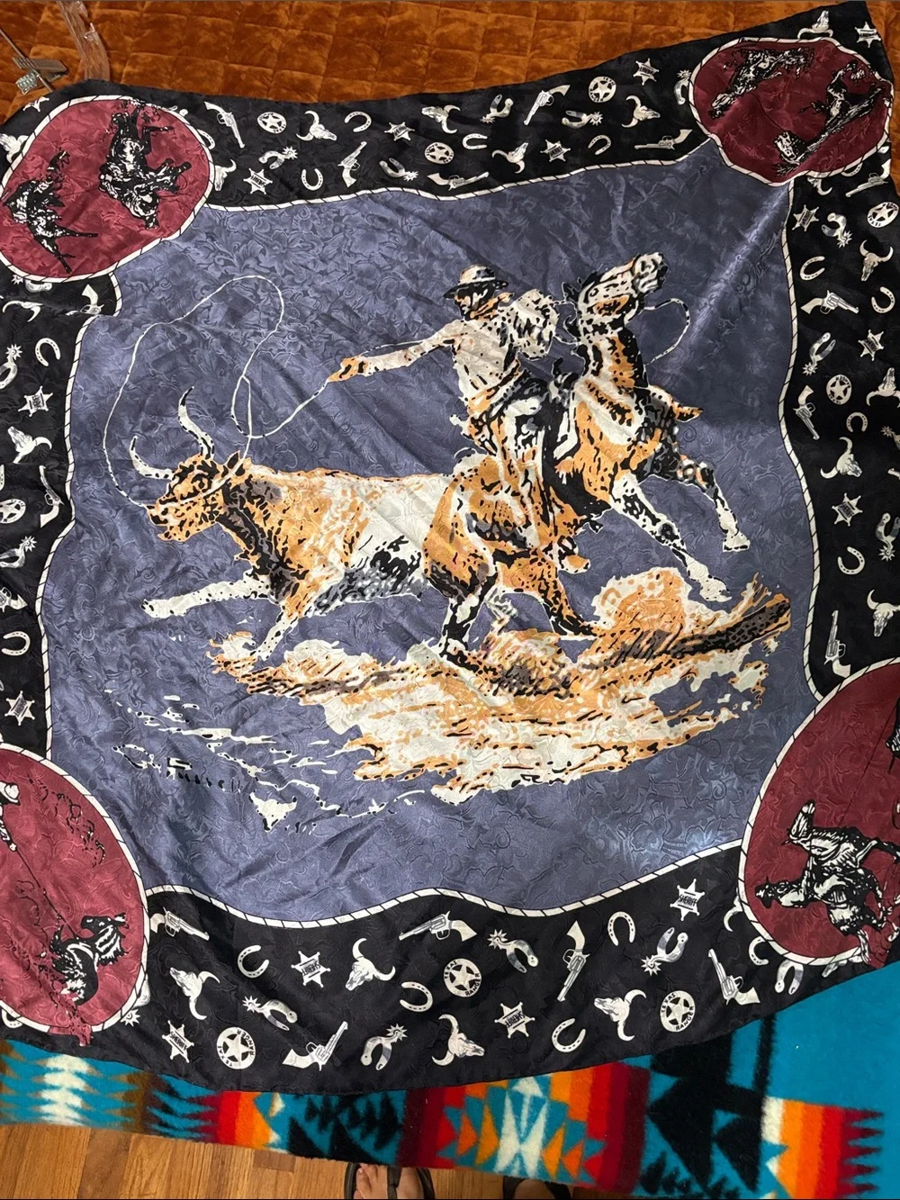 Western Rodeo Print silk wild rag